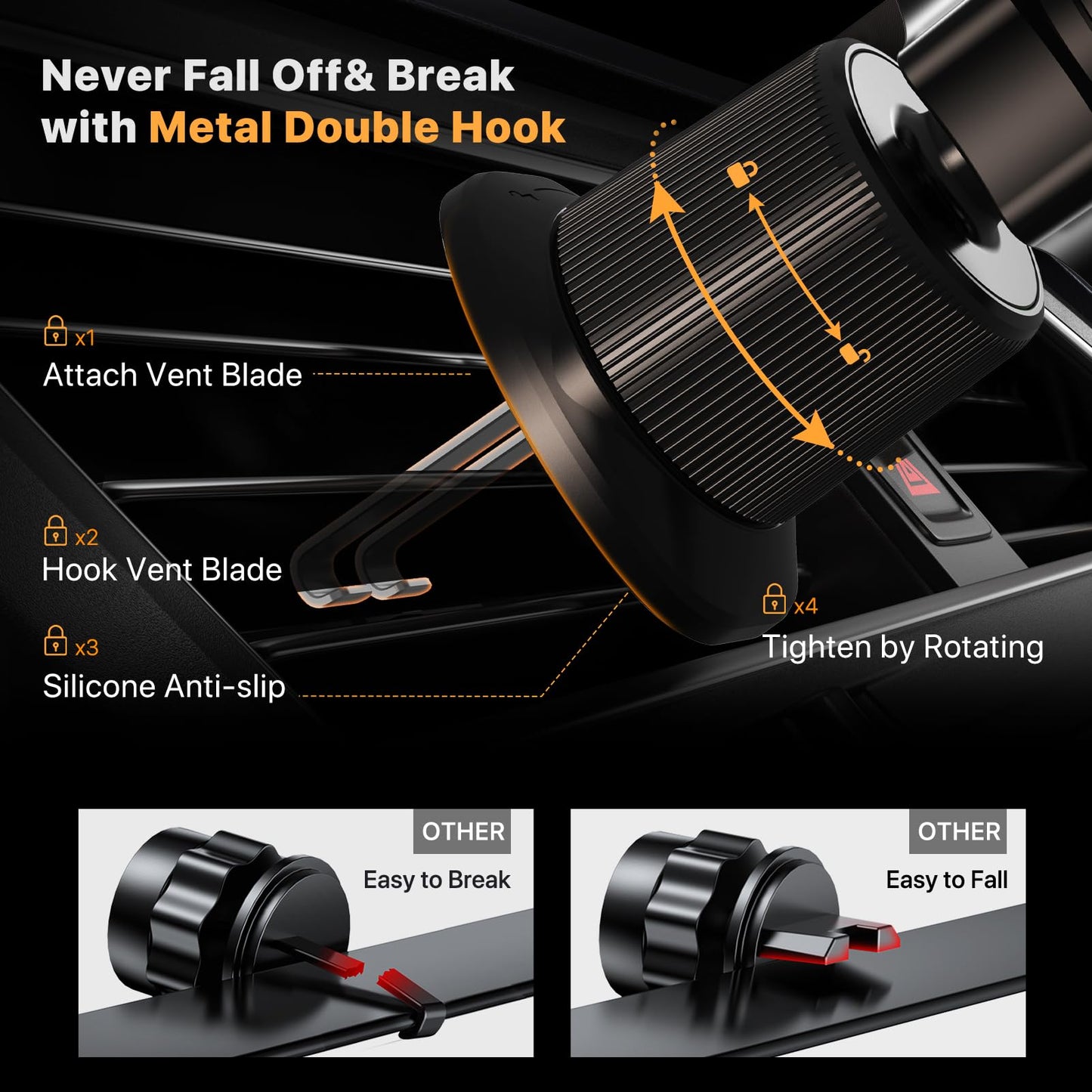 Miracase Car Phone Holder Air Vent Mount Black