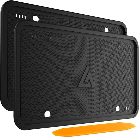 Aujen Silicone License Plate Frames 2 Pack Black