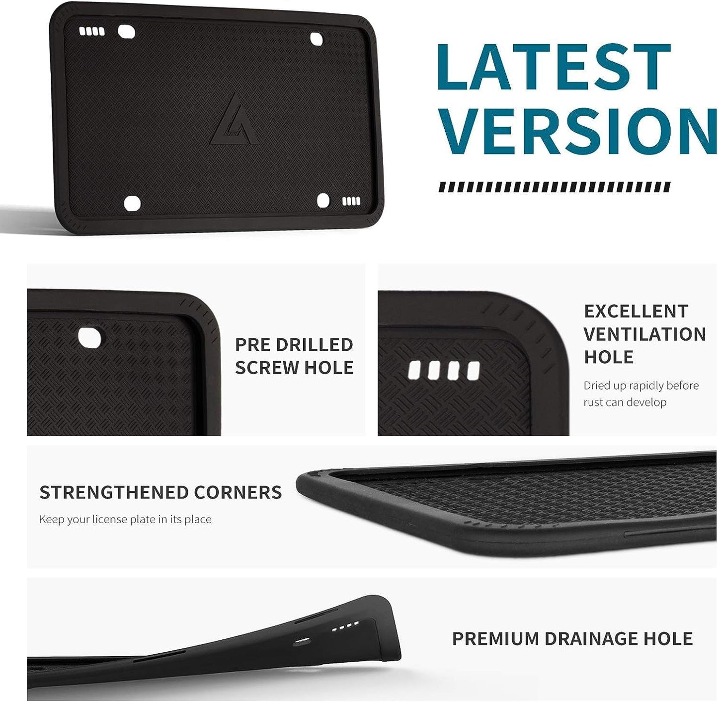 Aujen Silicone License Plate Frames 2 Pack Black