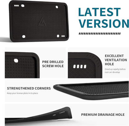 Aujen Silicone License Plate Frames 2 Pack Black