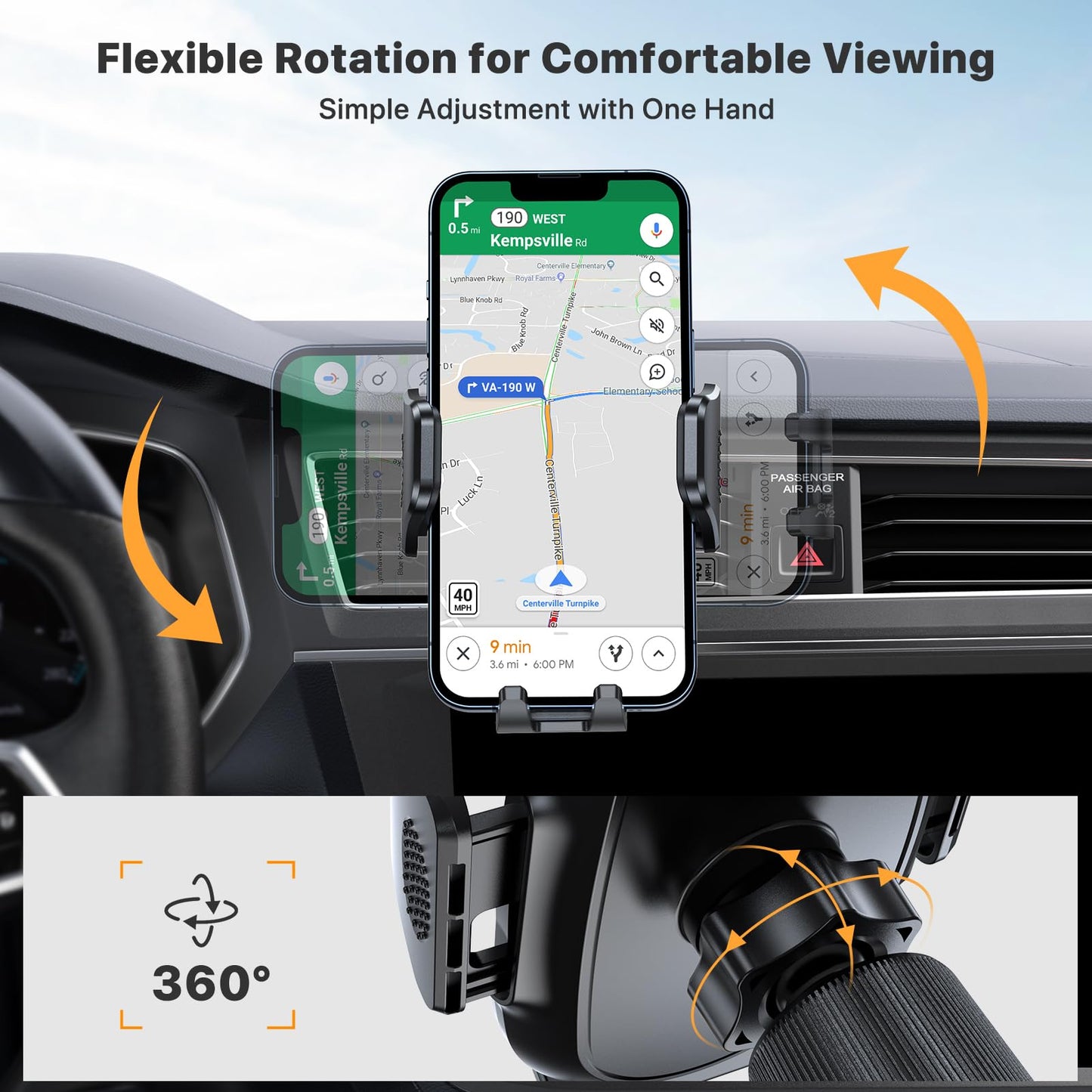 Miracase Car Phone Holder Air Vent Mount Black